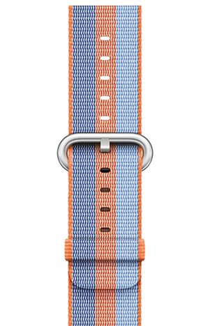 Curea iUni compatibila cu Apple Watch 1/2/3/4/5/6/7, 38mm, Nylon, Woven Strap, Orange/Blue