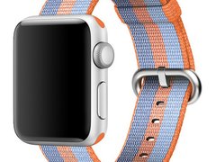 Curea iUni compatibila cu Apple Watch 1/2/3/4/5/6/7, 42mm, Nylon, Woven Strap, Orange/Blue